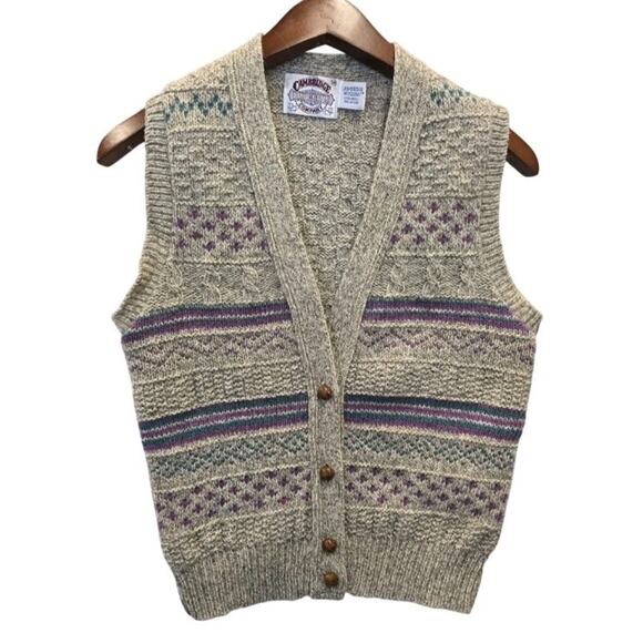 Cambridge Dry Goods Sweaters - Vtg Cambridge Dry Goods Womens M Wool Sweater Vest Cottagecore USA Made Granny